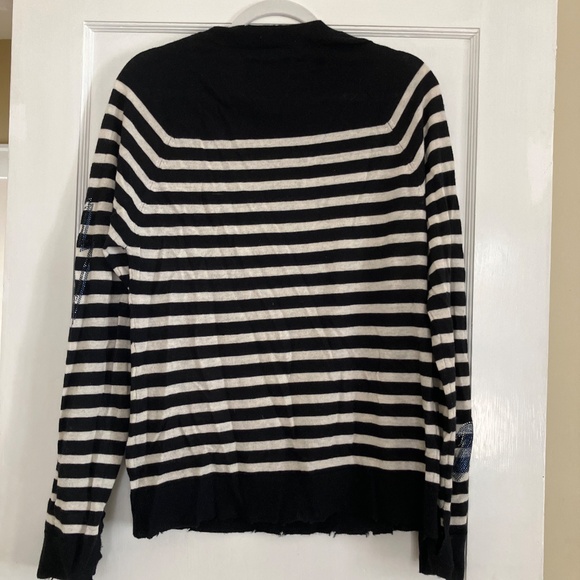 Zadig and Voltaire cashmere Striped Button-rhinestone detail  Sweater. - Picture 2 of 7